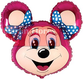 Globo palillo cabeza ratona rosa