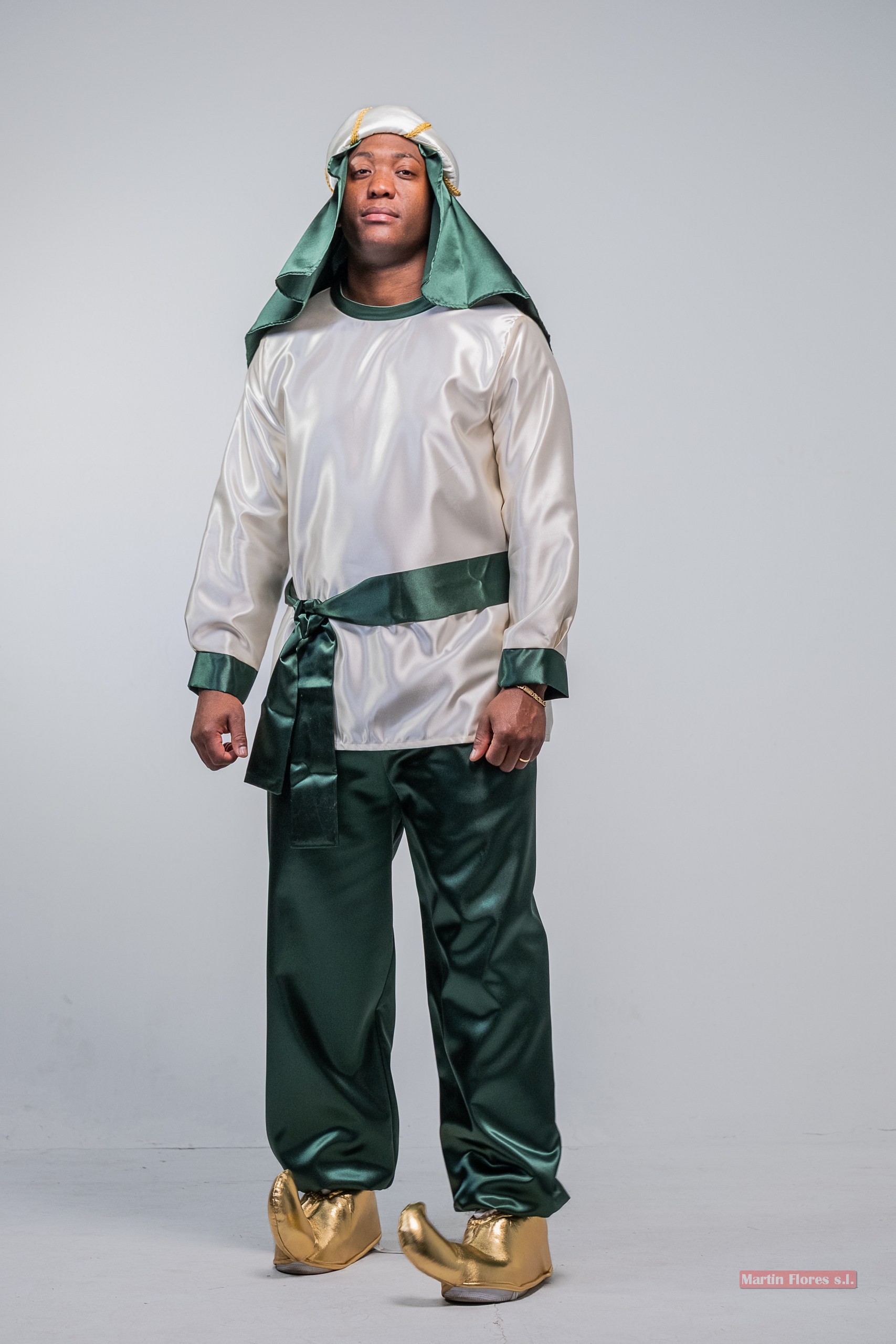 Disfraz paje beduino Bla/verde Adulto