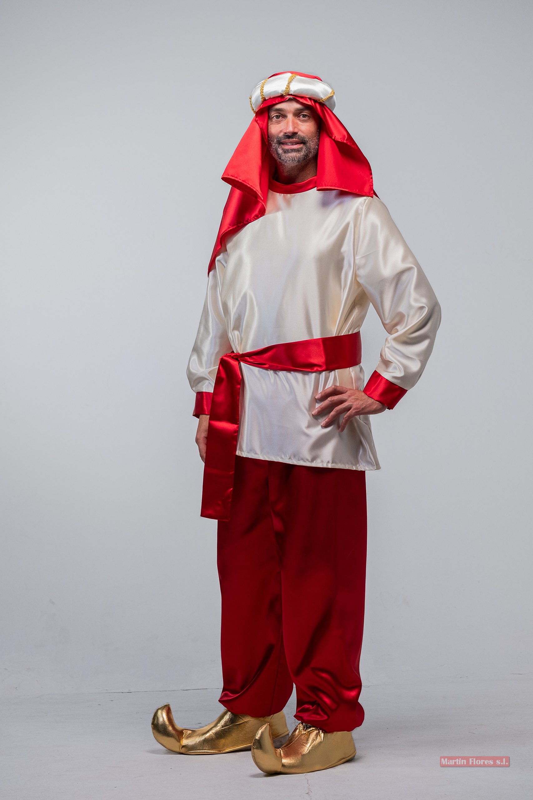 Disfraz paje beduino BL/rojo Adulto