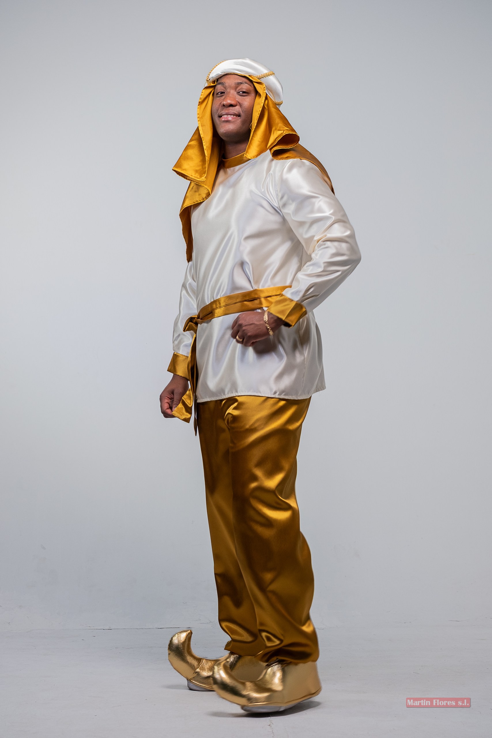 Disfraz paje beduino BL/dorado Adulto