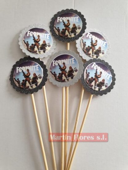 Brocheta decoración 6u fiesta Fornite - Imagen 2
