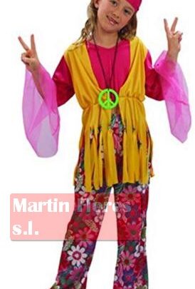 Disfraz hippie rosa niña