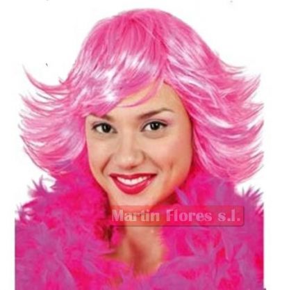 Peluca corta rosa puntas