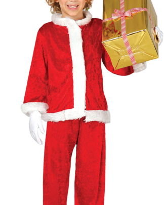 Disfraz Papá Noel rojo terciopelo 7-9 años