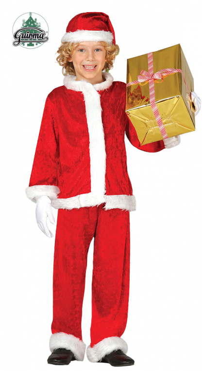 Disfraz Papá Noel rojo terciopelo 7-9 años