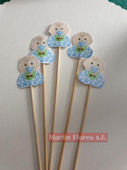Brocheta decoración 5u bebé niño