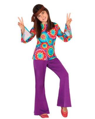 Disfraz hippie niña pantalón morado