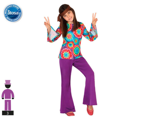 Disfraz hippie niña pantalón morado