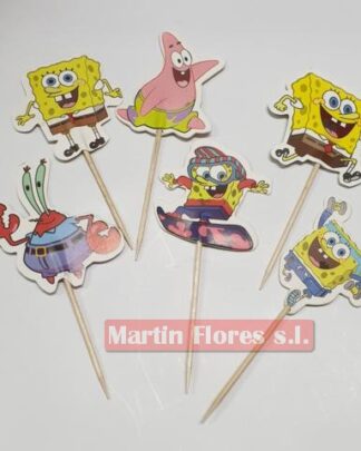 Pick decoración tarta Bob esponja