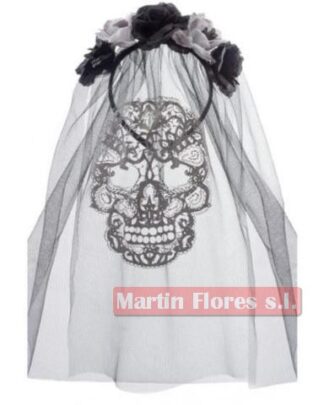 Diadema calavera catrina gris