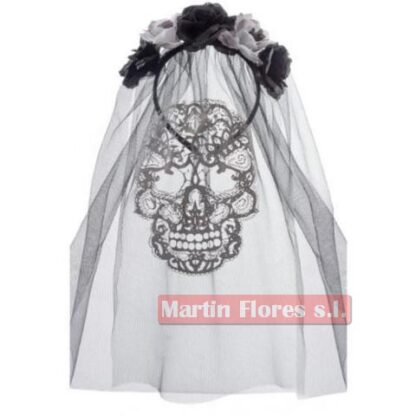 Diadema calavera catrina gris