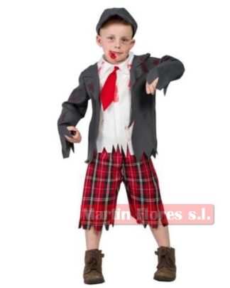 Disfraz zombie colegial niño