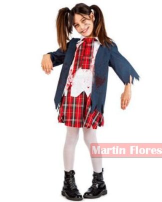 Disfraz zombie colegial niña