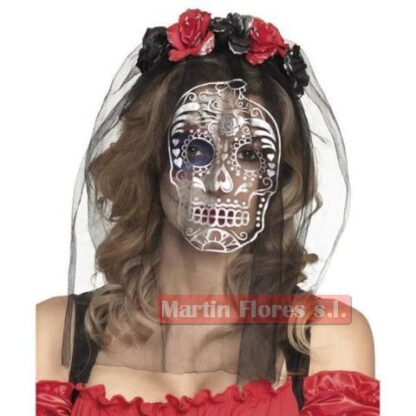 Diadema calavera catrina rojiza