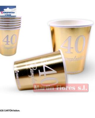 Vasos dorado 40 años 6u