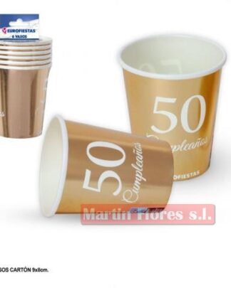 Vasos dorado 50 años 6u