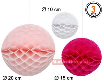 Bolas nido abeja rosa