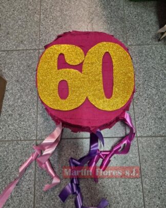 Piñata 3d redonda 60 años