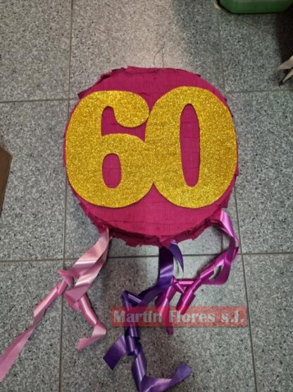 Piñata 3d redonda 60 años