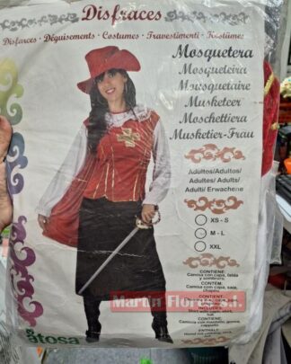 Disfraz mosquetera roja falda