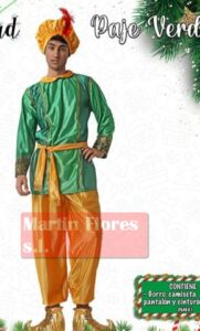 Disfraz paje C verde adulto