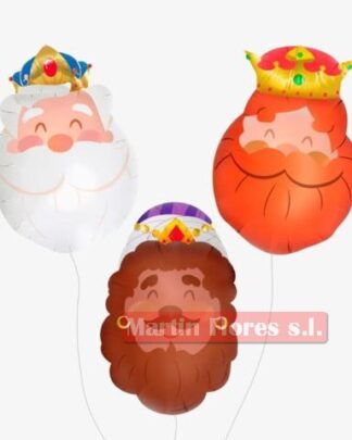 Globos foil 3u cabezas reyes magos