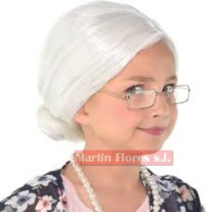 Peluca blanca abuela moño