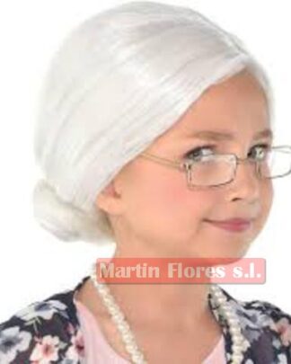 Peluca blanca abuela moño
