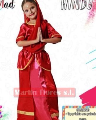 Disfraz hindú niña rojo C