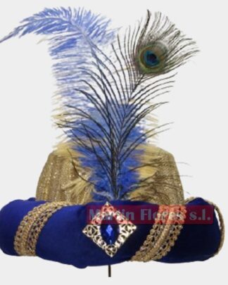 Turbante morcilla azul terciopelo