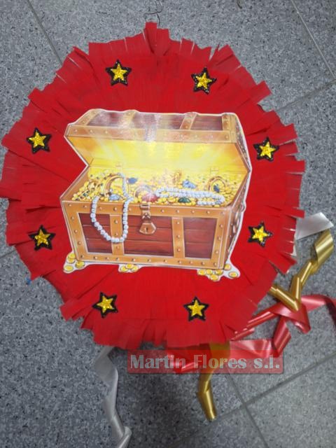 Piñata 3d cofre pirata redonda