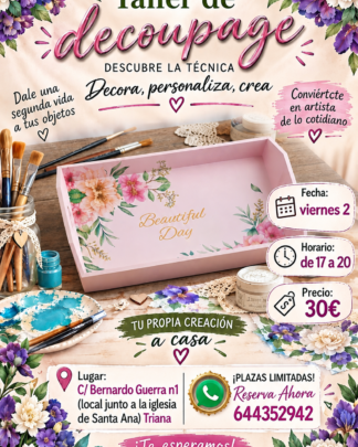 Taller Bandeja Decoupage en Sevilla